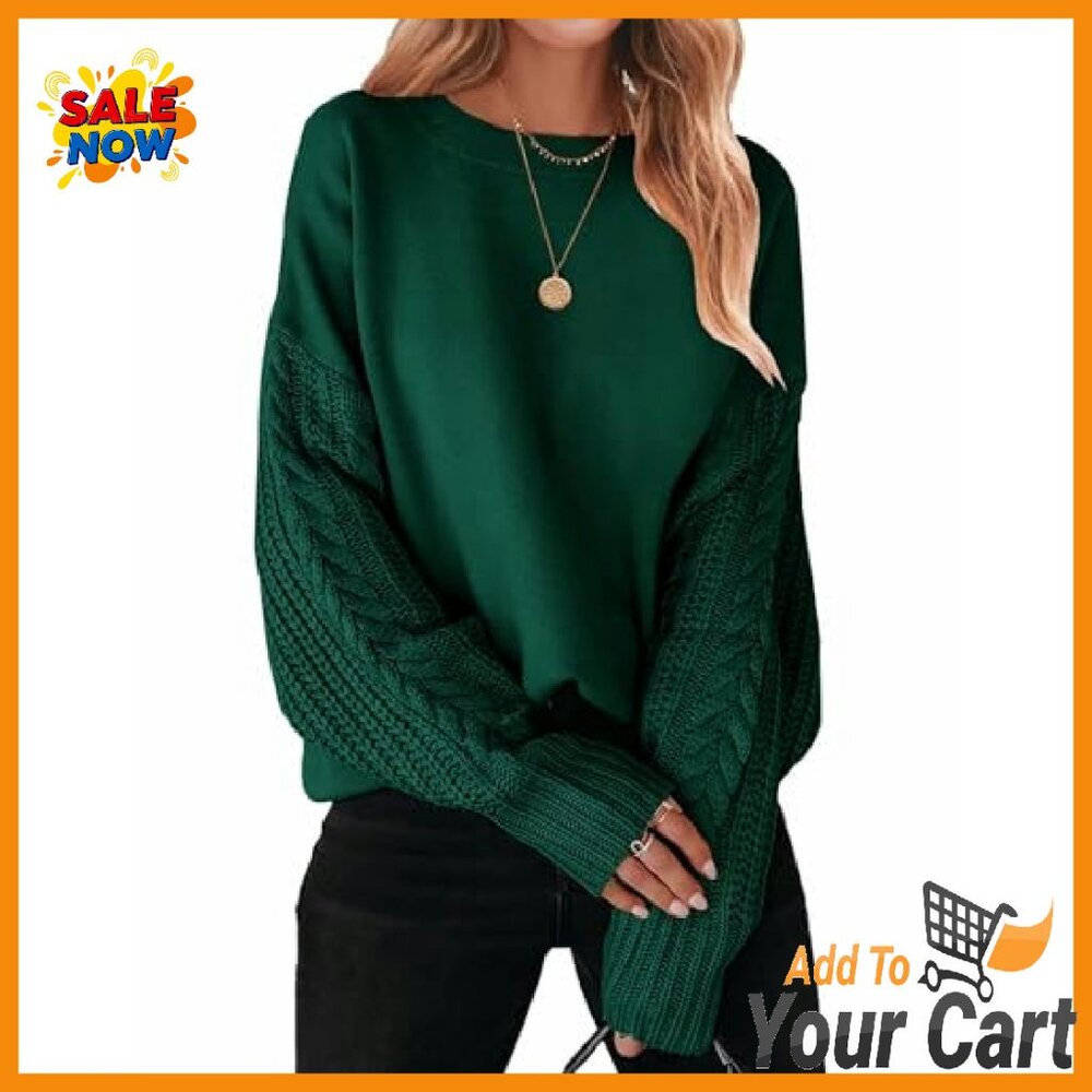 Oversized Cable Knit Pullover Sweater Long Sleeve… - image 2